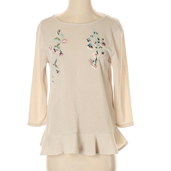LC Lauren Conrad Embroidered Peplum Sweater New - Picture 7 of 8